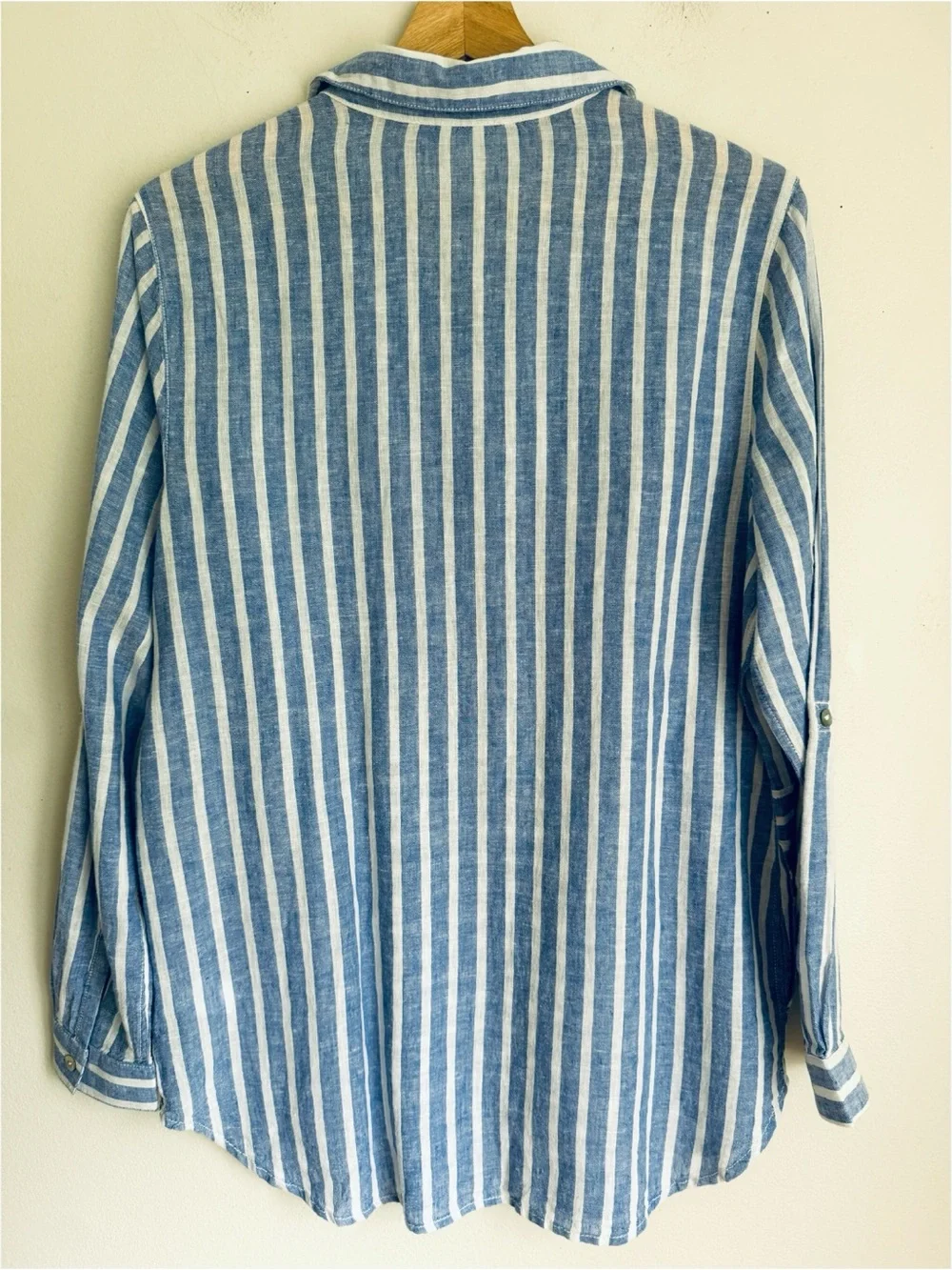 NWT BeachLunchLounge Anthropologie Chelsea Blue & White Striped Linen Shirt